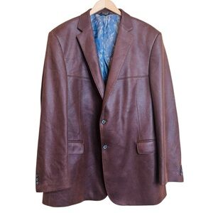 Cosani Brown Faux Leather Pebbled Two Button Men's Western Blazer Jacket 46 L